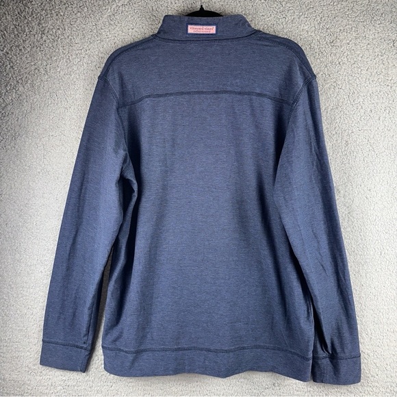 Vineyard Vines Shirt Mens Medium Blue Edgartown Shep Polo Pima Cotton Ribbed - Picture 3 of 11